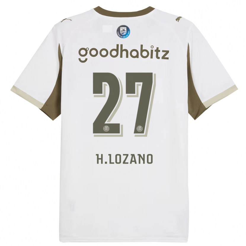 Danxen Barn Hirving Lozano #27 Vit Grå Tredjesatsen Matchtröjor 2025/26 Tröjor T-Tröja