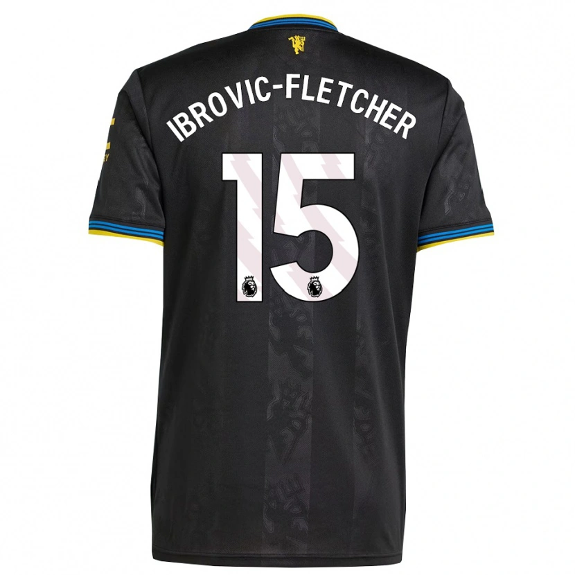 Danxen Barn Edward Ibrovic-Fletcher #15 Svart Gul Blå Tredjesatsen Matchtröjor 2025/26 Tröjor T-Tröja