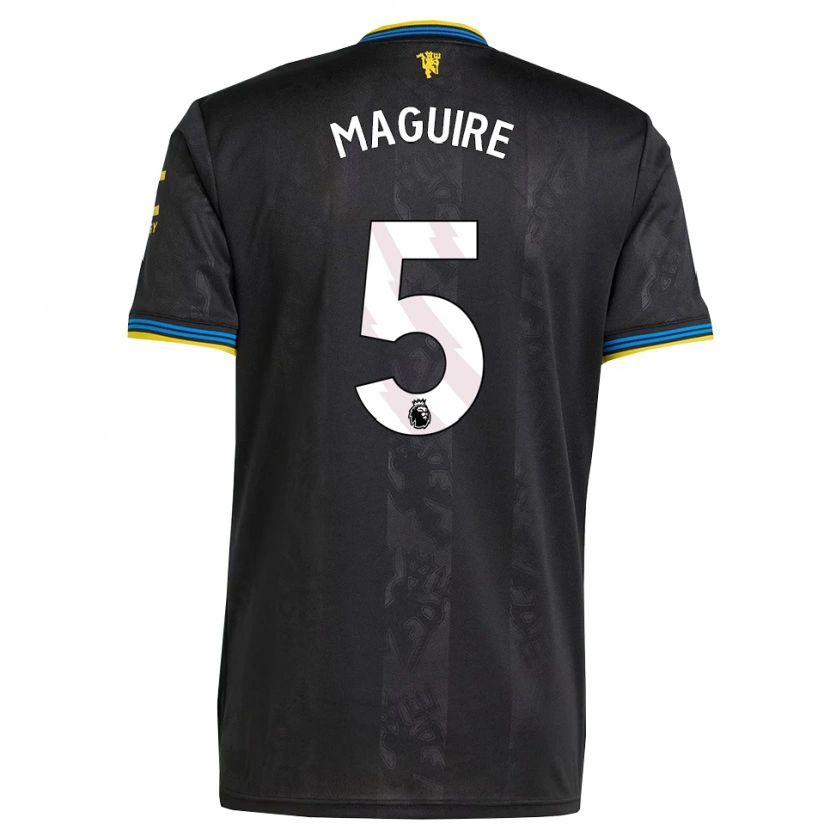 Danxen Barn Harry Maguire #5 Svart Gul Blå Tredjesatsen Matchtröjor 2025/26 Tröjor T-Tröja