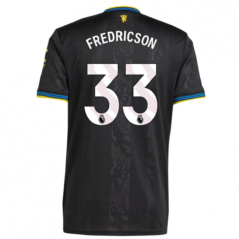 Danxen Barn Tyler Fredricson #33 Svart Gul Blå Tredjesatsen Matchtröjor 2025/26 Tröjor T-Tröja