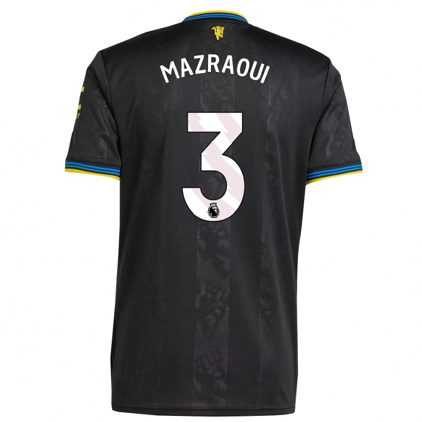 Danxen Barn Noussair Mazraoui #3 Svart Gul Blå Tredjesatsen Matchtröjor 2025/26 Tröjor T-Tröja