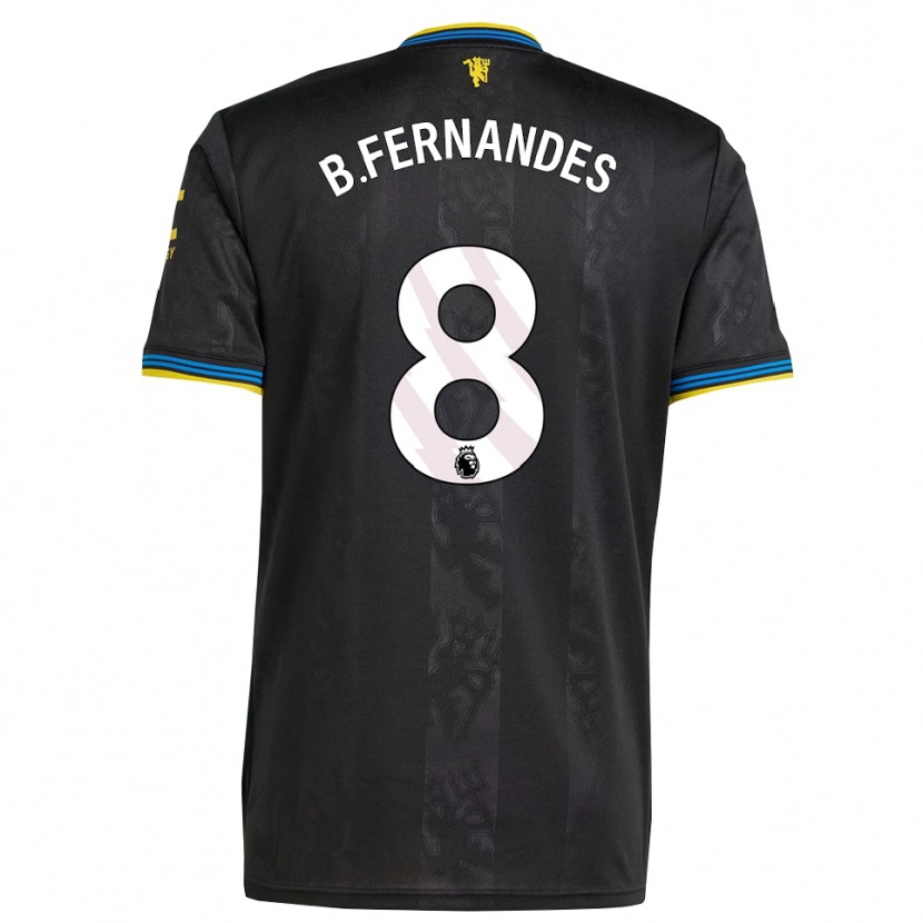 Danxen Barn Bruno Fernandes #8 Svart Gul Blå Tredjesatsen Matchtröjor 2025/26 Tröjor T-Tröja