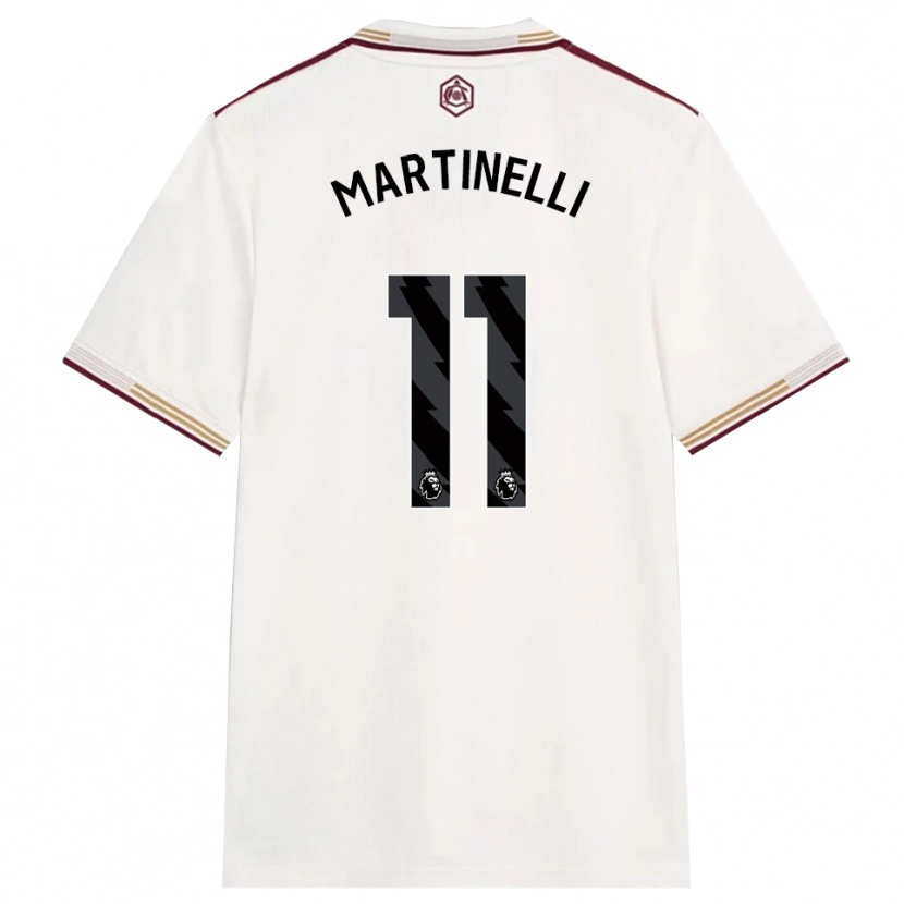 Danxen Barn Gabriel Martinelli #11 Benvit Vinröd Tredjesatsen Matchtröjor 2025/26 Tröjor T-Tröja