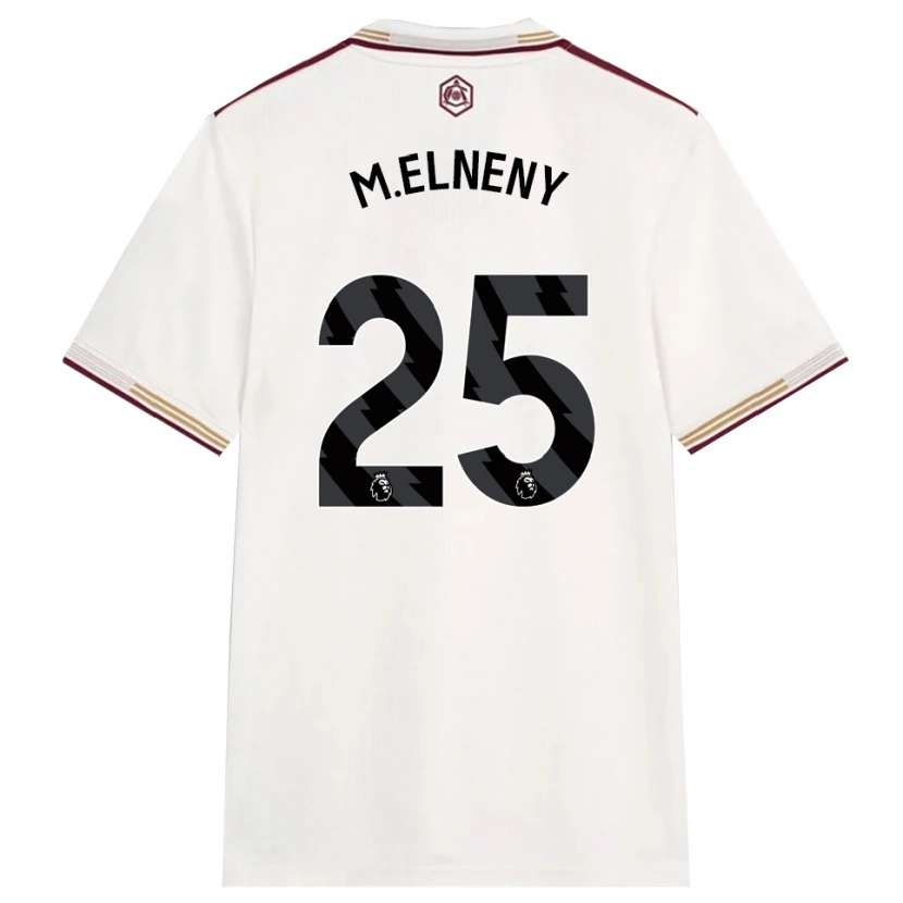 Danxen Barn Mohamed Elneny #25 Benvit Vinröd Tredjesatsen Matchtröjor 2025/26 Tröjor T-Tröja