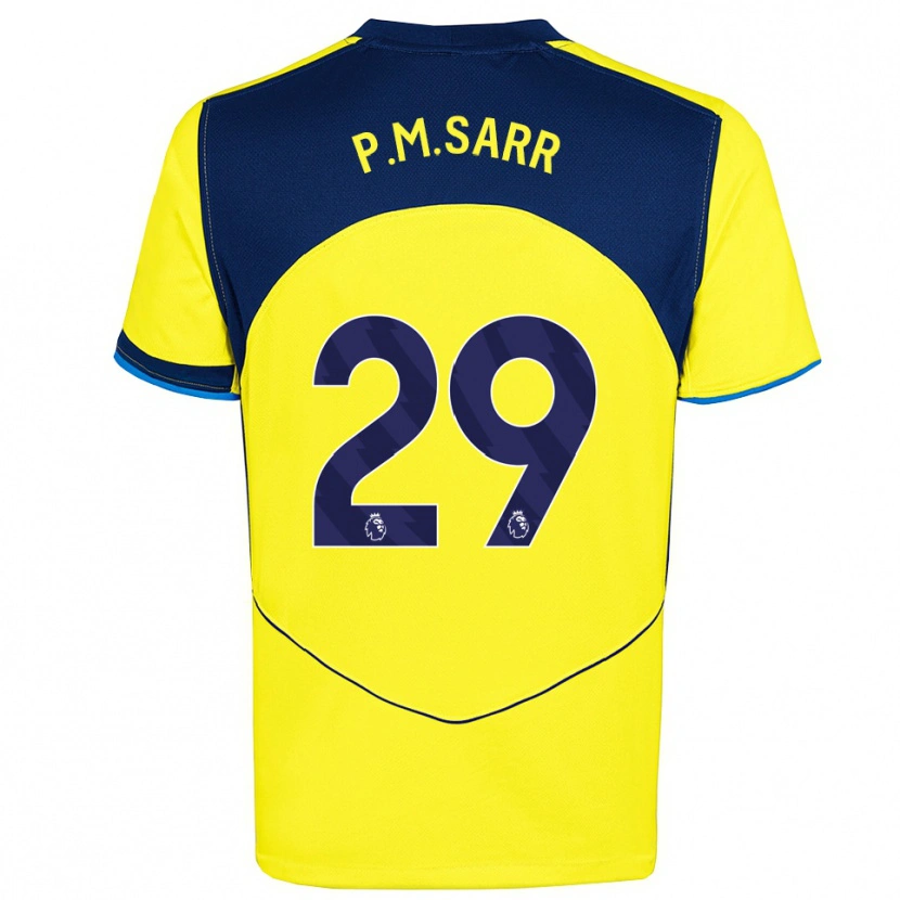 Danxen Barn Pape Matar Sarr #29 Gul Marinblå Tredjesatsen Matchtröjor 2025/26 Tröjor T-Tröja