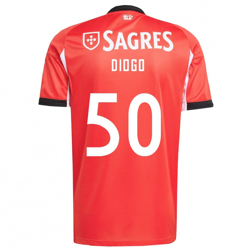 Danxen Män Diogo Ferreira #50 Röd Vit Hemmatröja Matchtröjor 2025/26 Tröjor T-Tröja