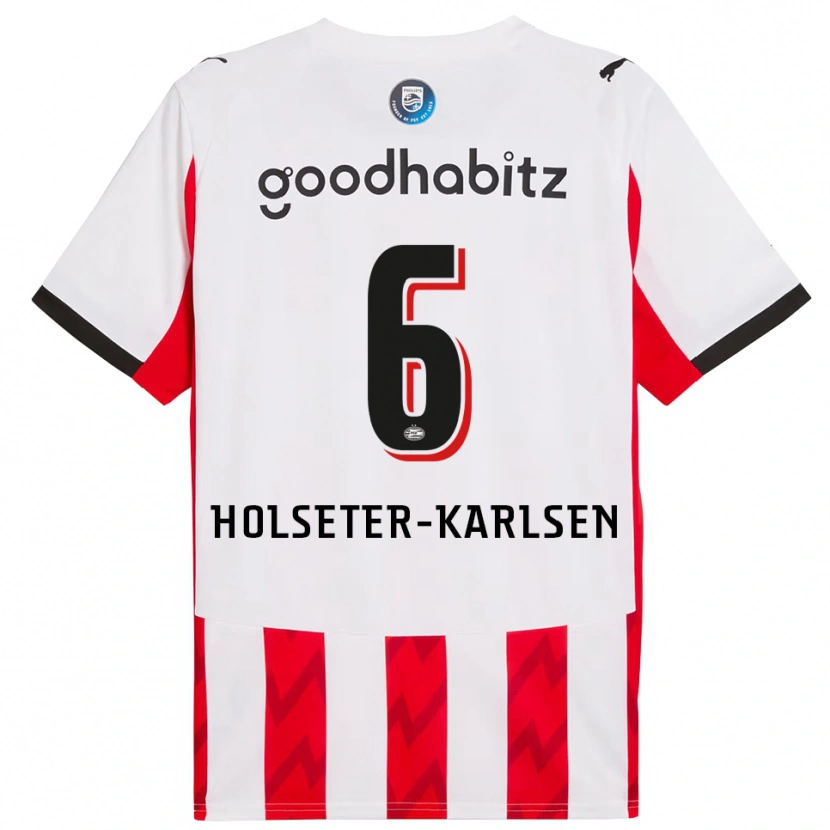 Danxen Män Philip Holseter-Karlsen #6 Röd Vit Hemmatröja Matchtröjor 2025/26 Tröjor T-Tröja