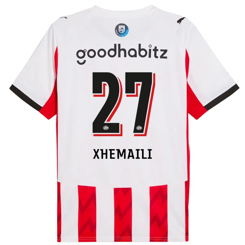 Danxen Män Riola Xhemaili #27 Röd Vit Hemmatröja Matchtröjor 2025/26 Tröjor T-Tröja