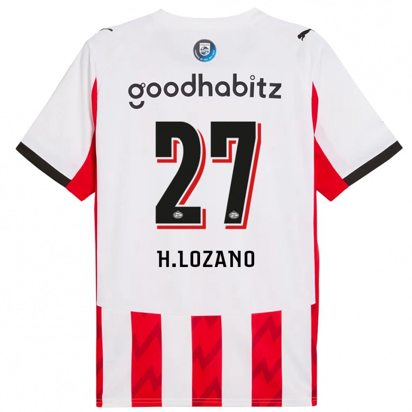 Danxen Män Hirving Lozano #27 Röd Vit Hemmatröja Matchtröjor 2025/26 Tröjor T-Tröja