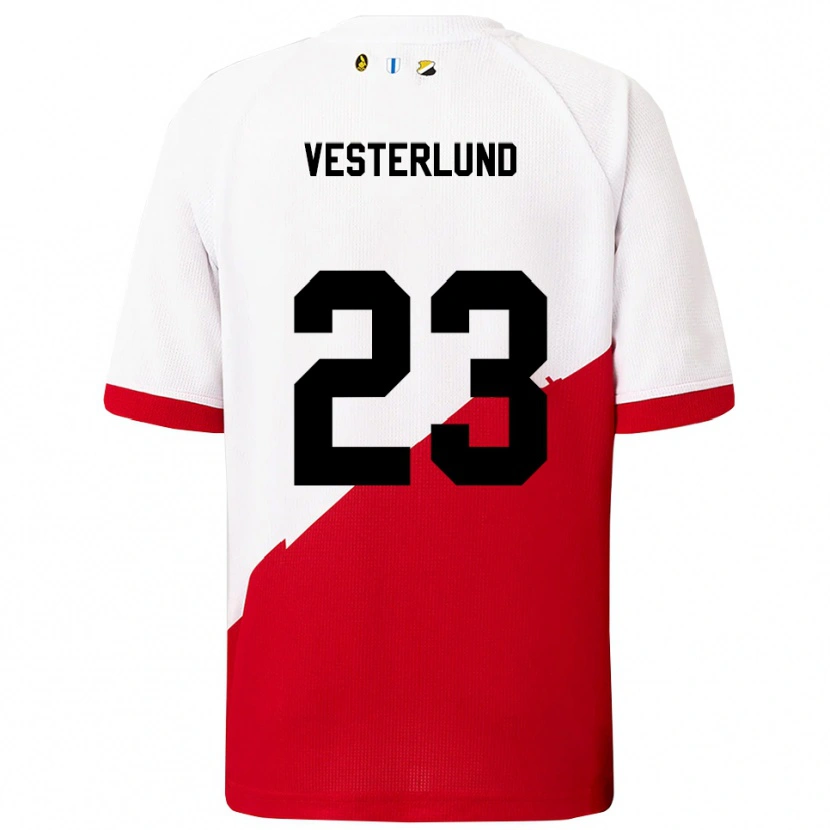 Danxen Män Niklas Vesterlund #23 Vit Röd Hemmatröja Matchtröjor 2025/26 Tröjor T-Tröja