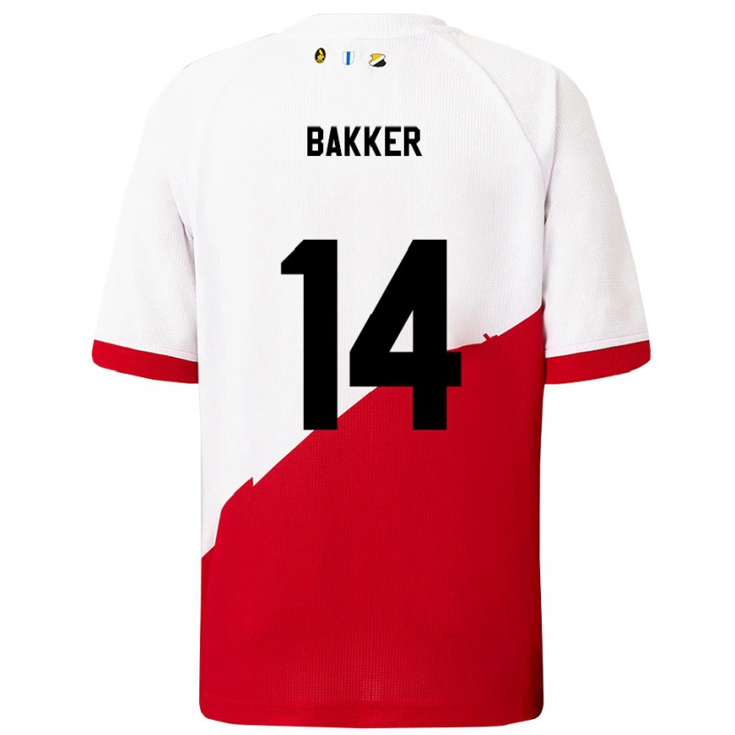 Danxen Män Eshly Bakker #14 Vit Röd Hemmatröja Matchtröjor 2025/26 Tröjor T-Tröja