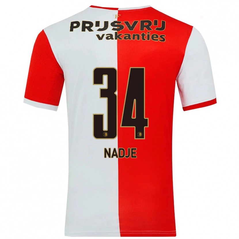 Danxen Män Chris-Kévin Nadje #34 Röd Vit Hemmatröja Matchtröjor 2025/26 Tröjor T-Tröja