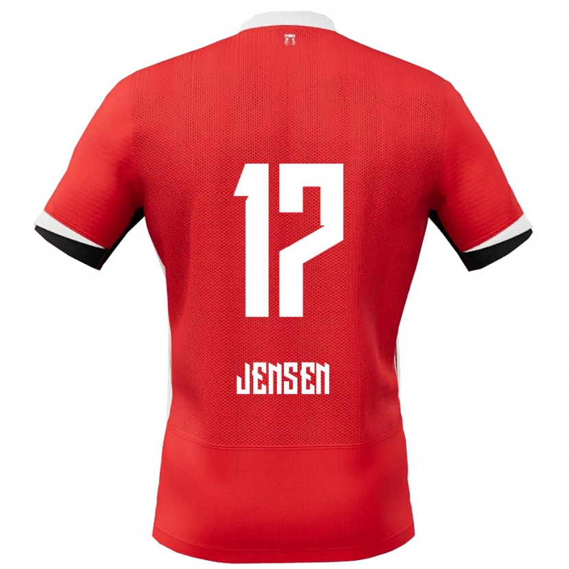 Danxen Män Isak Jensen #17 Röd Vit Hemmatröja Matchtröjor 2025/26 Tröjor T-Tröja