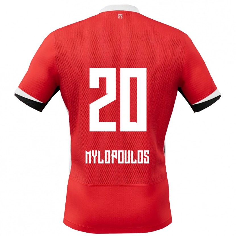 Danxen Män Marios Mylopoulos #20 Röd Vit Hemmatröja Matchtröjor 2025/26 Tröjor T-Tröja