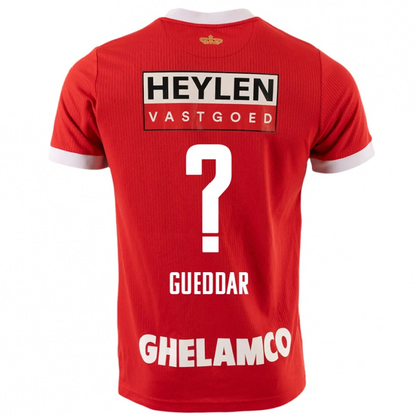 Danxen Män Zakaria Gueddar #0 Röd Vit Hemmatröja Matchtröjor 2025/26 Tröjor T-Tröja
