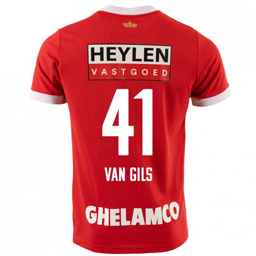 Danxen Män Mathis Van Gils #41 Röd Vit Hemmatröja Matchtröjor 2025/26 Tröjor T-Tröja