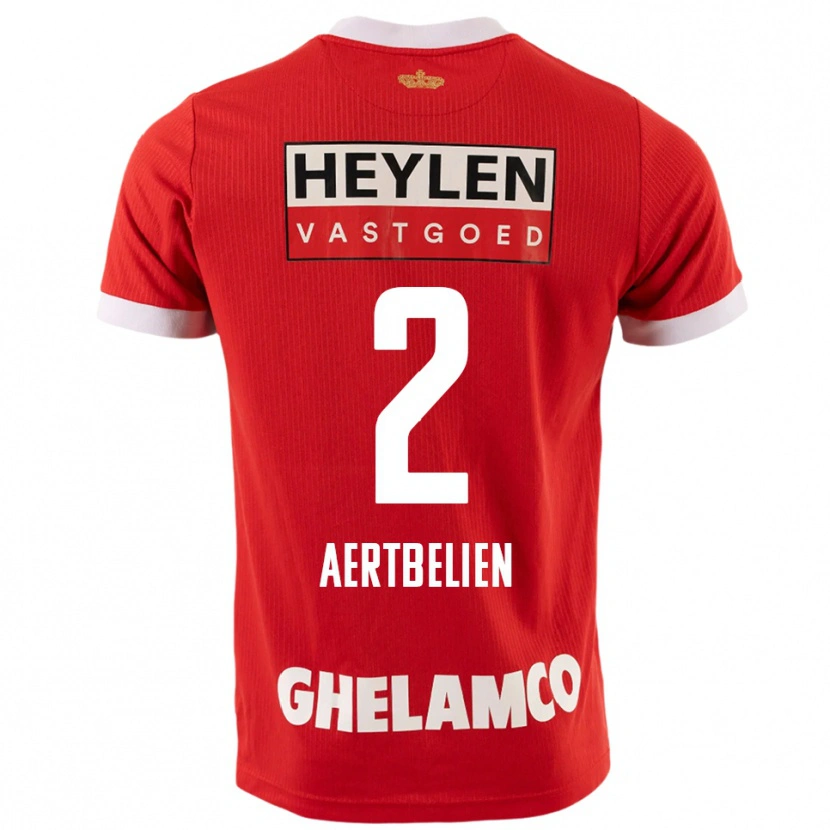 Danxen Män Lukas Aertbeliën #2 Röd Vit Hemmatröja Matchtröjor 2025/26 Tröjor T-Tröja