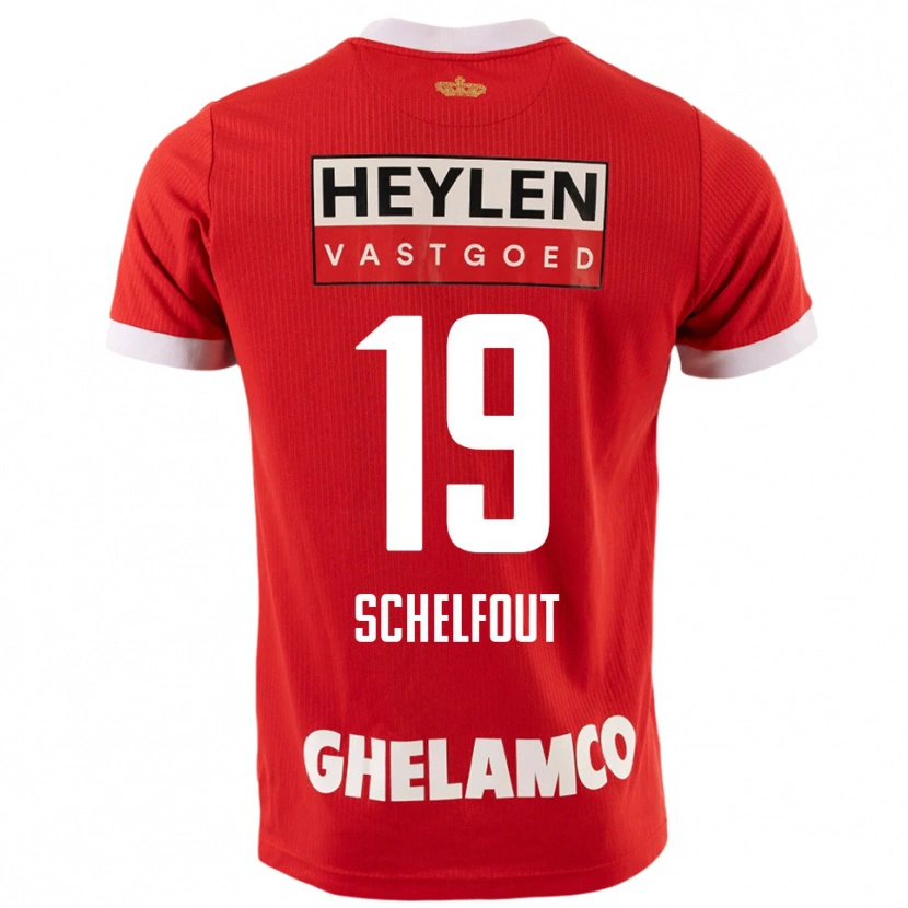 Danxen Män Luca Schelfout #19 Röd Vit Hemmatröja Matchtröjor 2025/26 Tröjor T-Tröja