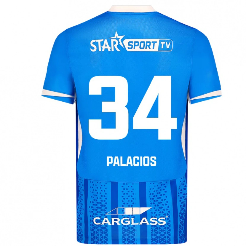Danxen Män Adrián Palacios #34 Blå Vit Hemmatröja Matchtröjor 2025/26 Tröjor T-Tröja