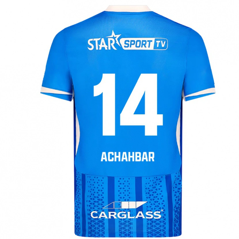 Danxen Män Kiyan Achahbar #14 Blå Vit Hemmatröja Matchtröjor 2025/26 Tröjor T-Tröja