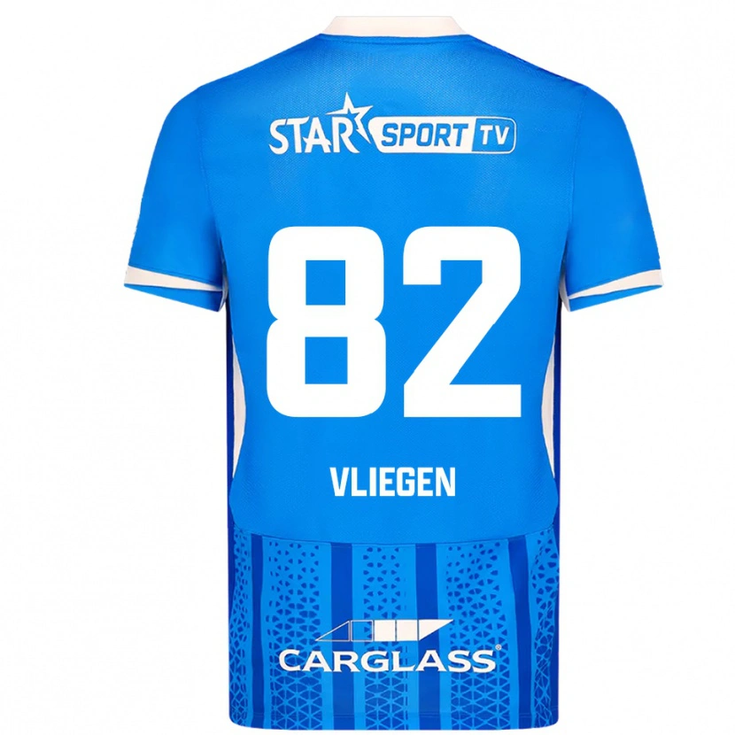 Danxen Män Olivier Vliegen #82 Blå Vit Hemmatröja Matchtröjor 2025/26 Tröjor T-Tröja