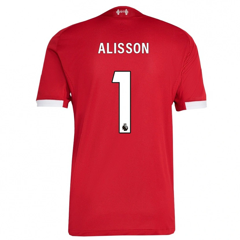 Danxen Män Alisson #1 Röd Vit Hemmatröja Matchtröjor 2025/26 Tröjor T-Tröja