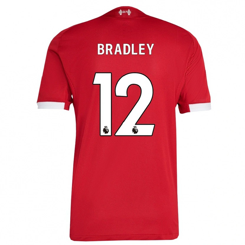 Danxen Män Conor Bradley #12 Röd Vit Hemmatröja Matchtröjor 2025/26 Tröjor T-Tröja