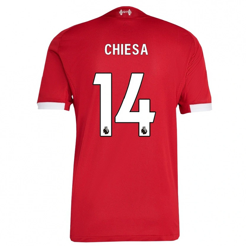Danxen Män Federico Chiesa #14 Röd Vit Hemmatröja Matchtröjor 2025/26 Tröjor T-Tröja