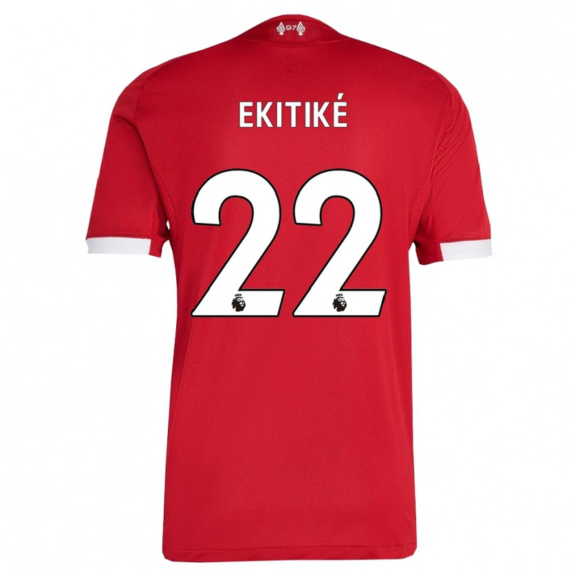 Danxen Män Hugo Ekitiké #22 Röd Vit Hemmatröja Matchtröjor 2025/26 Tröjor T-Tröja