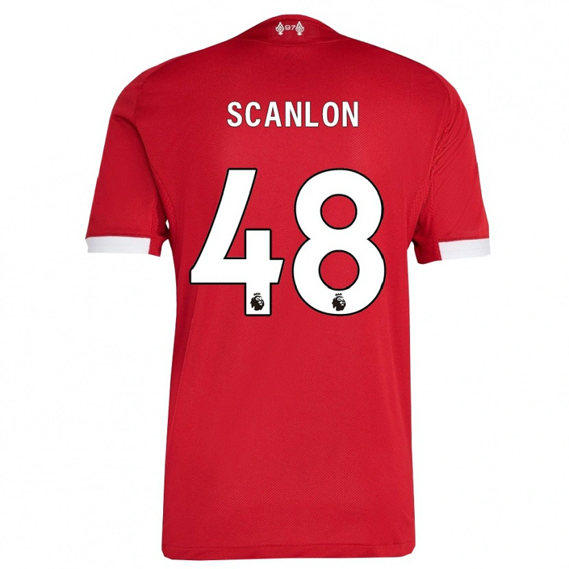 Danxen Män Calum Scanlon #48 Röd Vit Hemmatröja Matchtröjor 2025/26 Tröjor T-Tröja