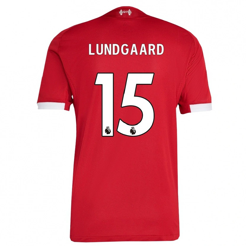 Danxen Män Sofie Lundgaard #15 Röd Vit Hemmatröja Matchtröjor 2025/26 Tröjor T-Tröja