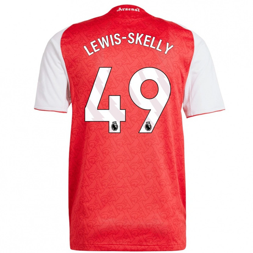 Danxen Män Myles Lewis-Skelly #49 Röd Vit Hemmatröja Matchtröjor 2025/26 Tröjor T-Tröja