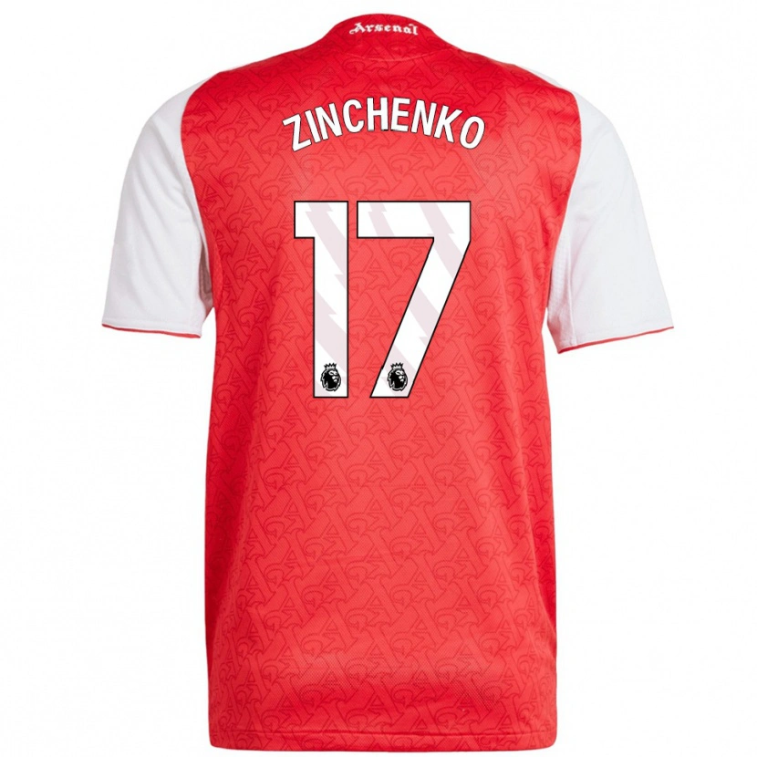 Danxen Män Oleksandr Zinchenko #17 Röd Vit Hemmatröja Matchtröjor 2025/26 Tröjor T-Tröja