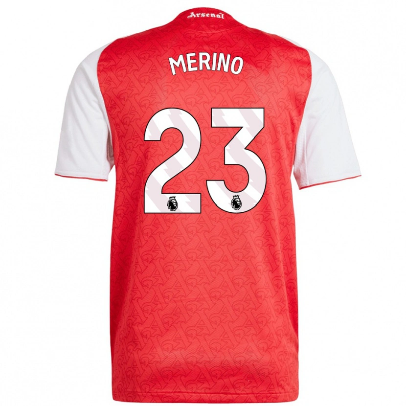 Danxen Män Mikel Merino #23 Röd Vit Hemmatröja Matchtröjor 2025/26 Tröjor T-Tröja