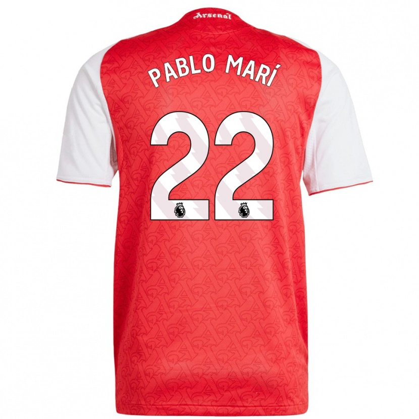 Danxen Män Pablo Mari #22 Röd Vit Hemmatröja Matchtröjor 2025/26 Tröjor T-Tröja