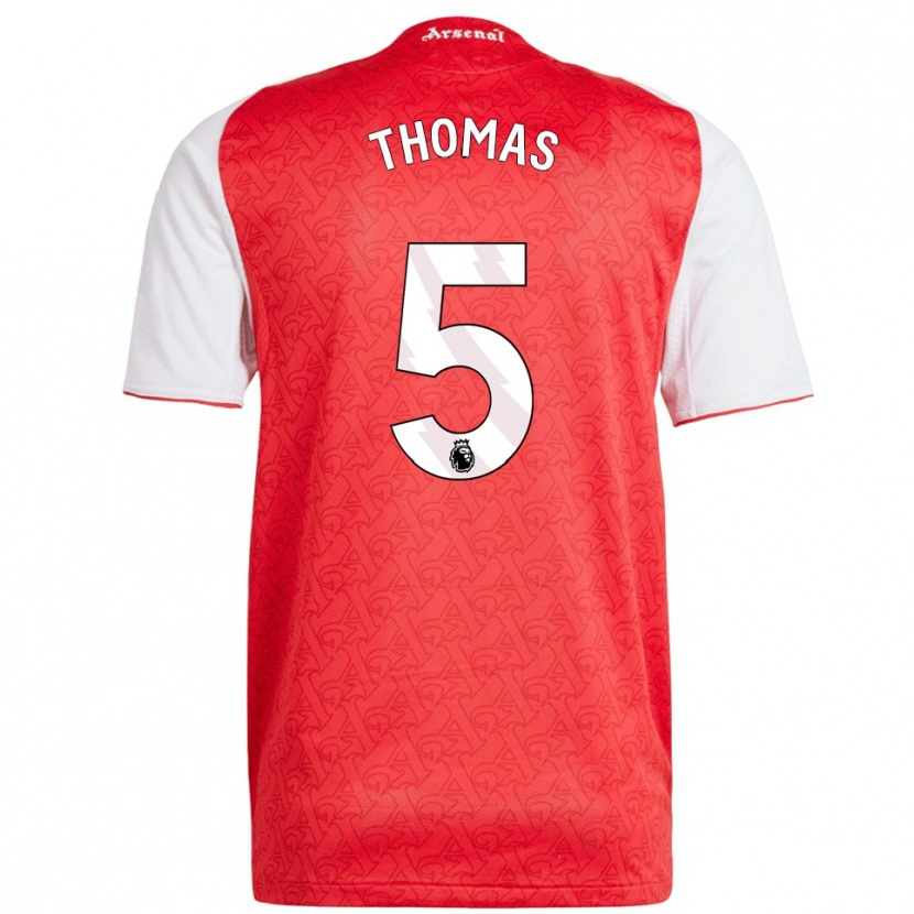 Danxen Män Thomas Partey #5 Röd Vit Hemmatröja Matchtröjor 2025/26 Tröjor T-Tröja