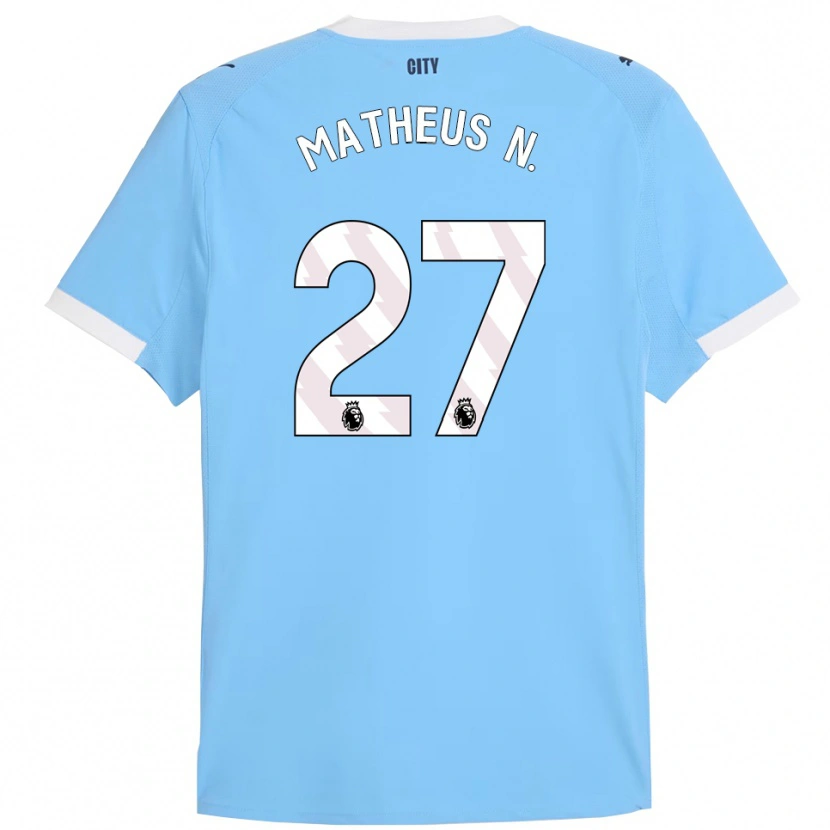 Danxen Män Matheus Nunes #27 Himmelsblå Vit Hemmatröja Matchtröjor 2025/26 Tröjor T-Tröja