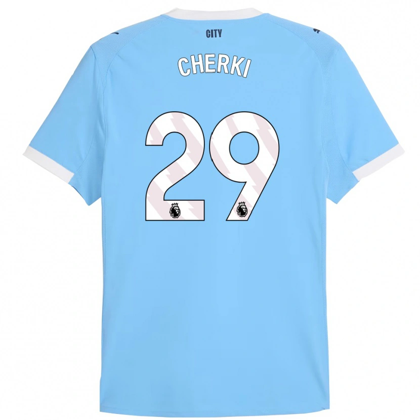 Danxen Män Rayan Cherki #29 Himmelsblå Vit Hemmatröja Matchtröjor 2025/26 Tröjor T-Tröja