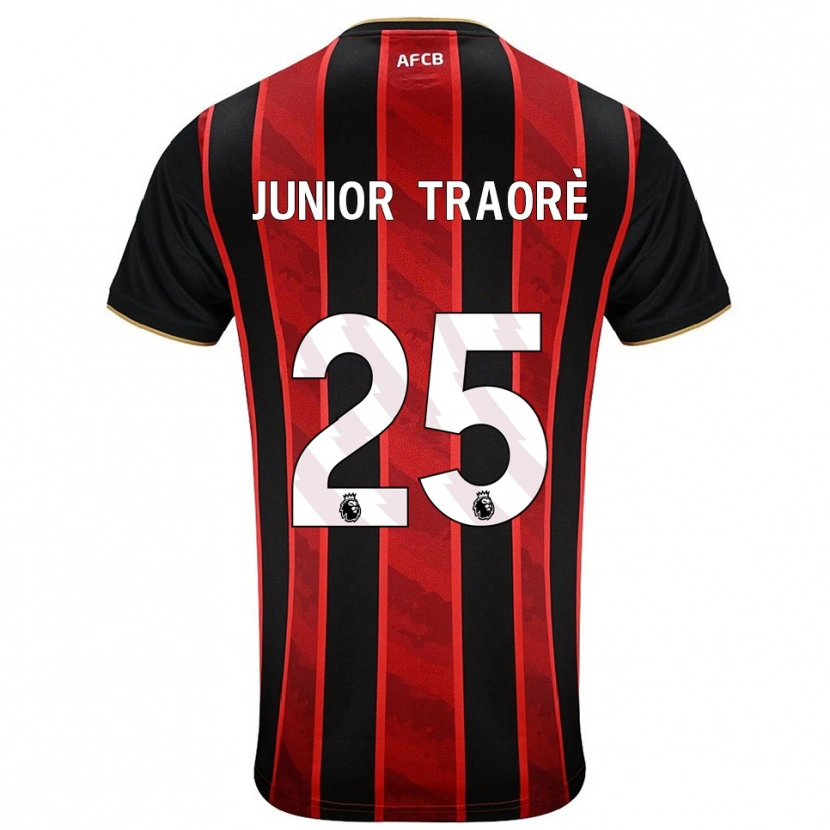 Danxen Män Hamed Junior Traoré #25 Röd Svart Hemmatröja Matchtröjor 2025/26 Tröjor T-Tröja