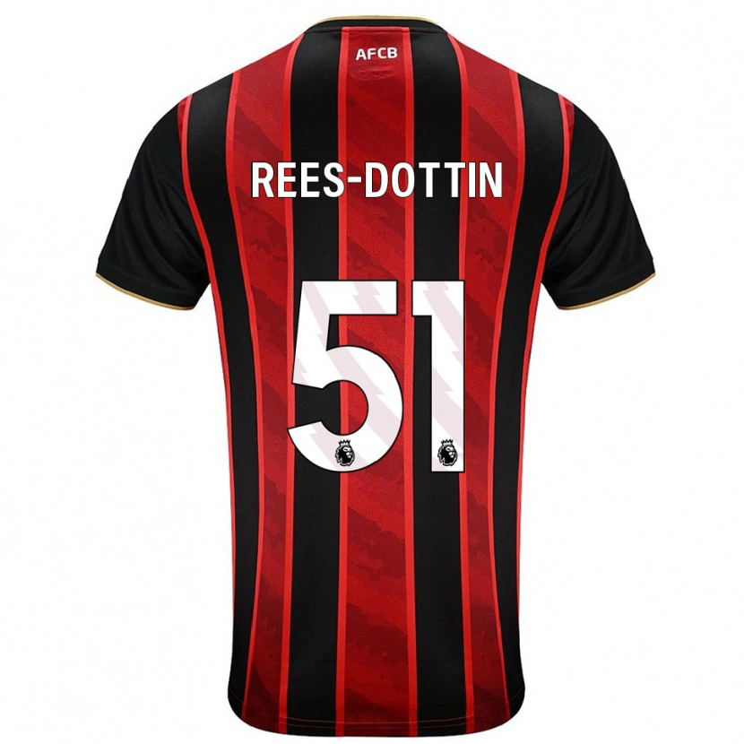 Danxen Män Remy Rees-Dottin #51 Röd Svart Hemmatröja Matchtröjor 2025/26 Tröjor T-Tröja