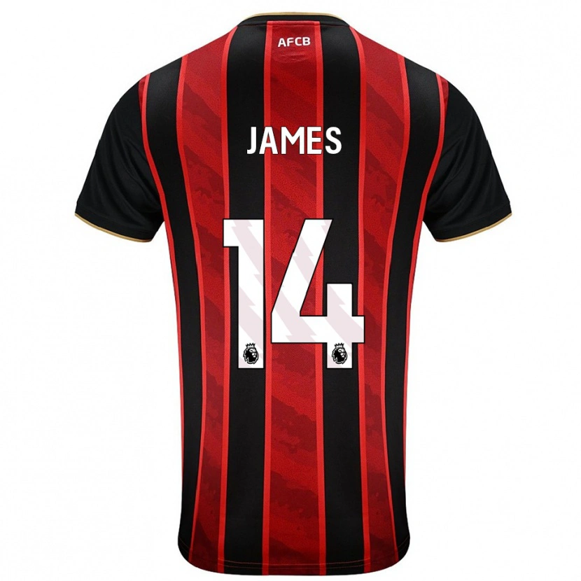 Danxen Män Katie James #14 Röd Svart Hemmatröja Matchtröjor 2025/26 Tröjor T-Tröja