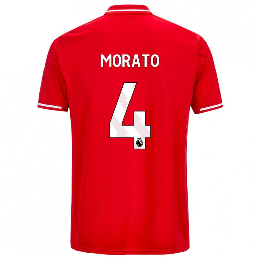 Danxen Män Morato #4 Röd Vit Hemmatröja Matchtröjor 2025/26 Tröjor T-Tröja