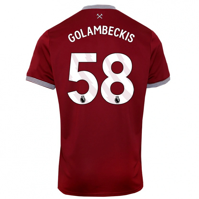 Danxen Män Airidas Golambeckis #58 Vinröd Vit Hemmatröja Matchtröjor 2025/26 Tröjor T-Tröja