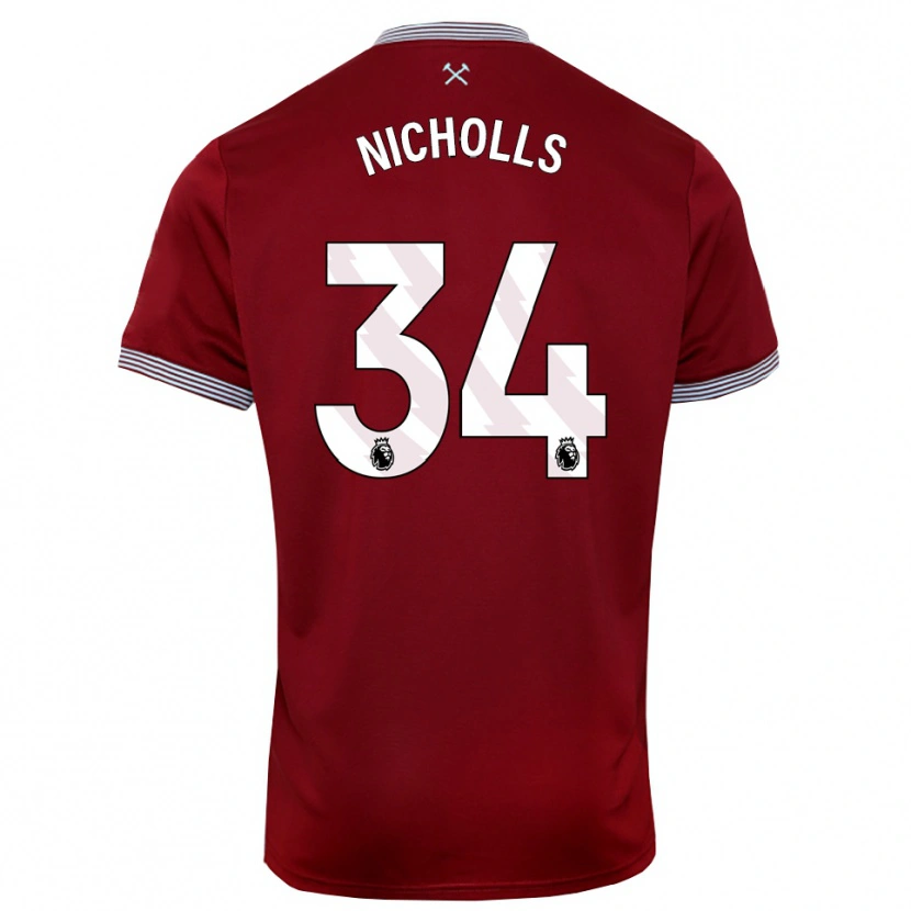 Danxen Män Macey Nicholls #34 Vinröd Vit Hemmatröja Matchtröjor 2025/26 Tröjor T-Tröja