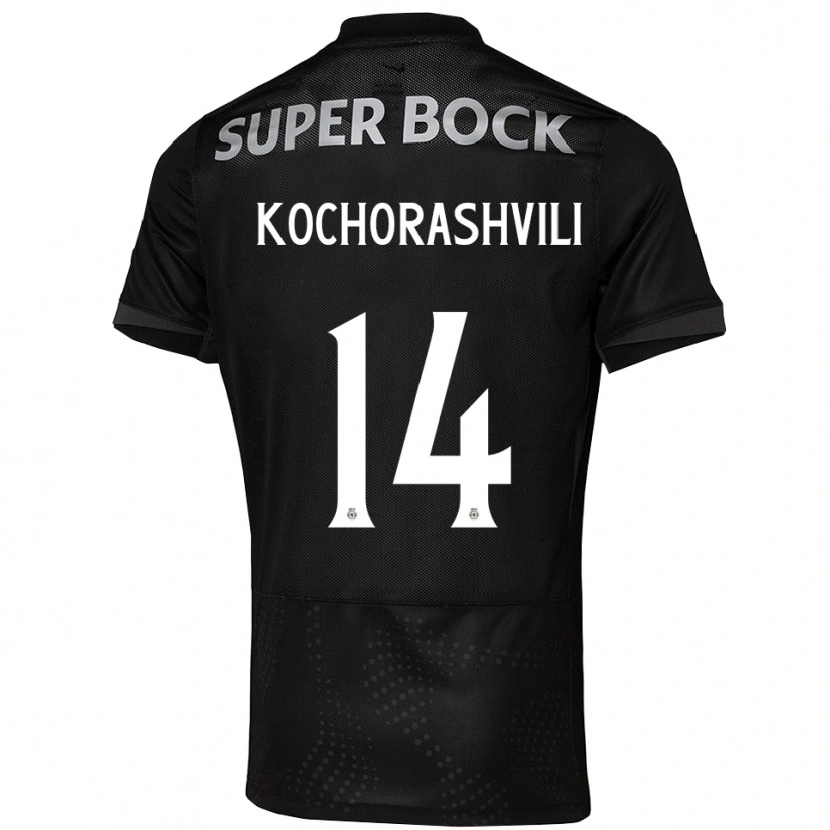 Danxen Män Giorgi Kochorashvili #14 Svart Vit Bortatröja Matchtröjor 2025/26 Tröjor T-Tröja