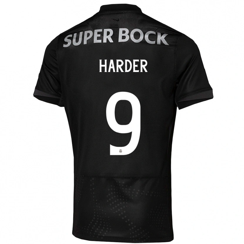 Danxen Män Conrad Harder #9 Svart Vit Bortatröja Matchtröjor 2025/26 Tröjor T-Tröja
