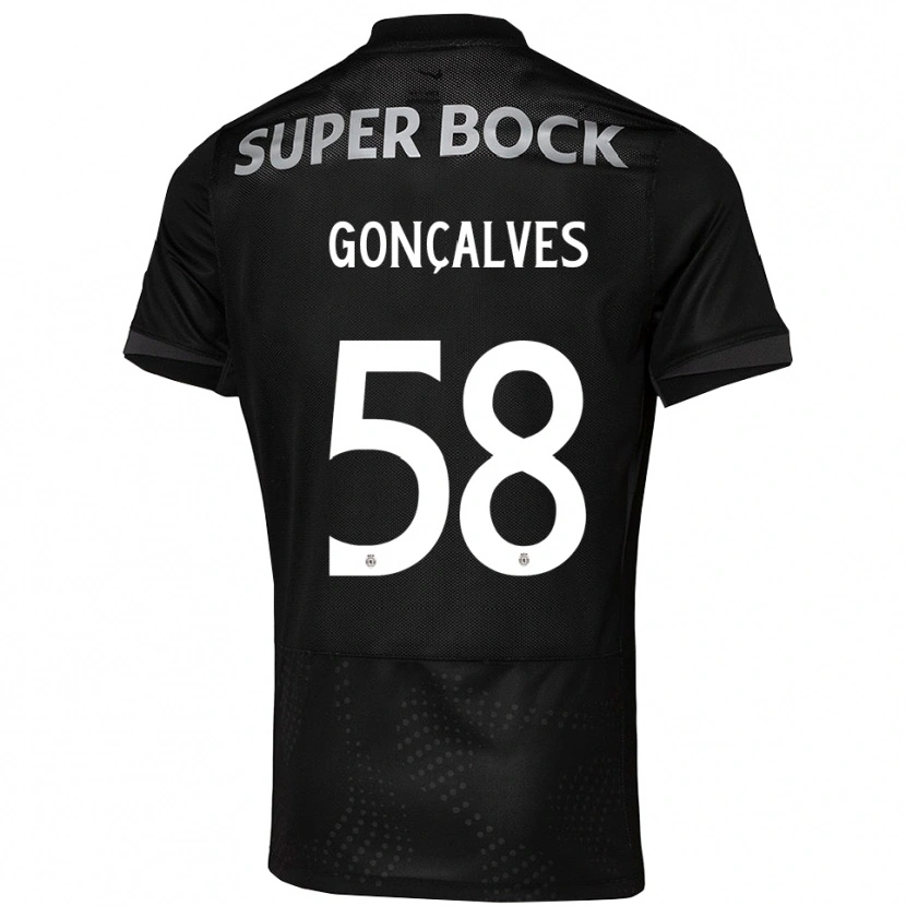 Danxen Män Flávio Gonçalves #58 Svart Vit Bortatröja Matchtröjor 2025/26 Tröjor T-Tröja