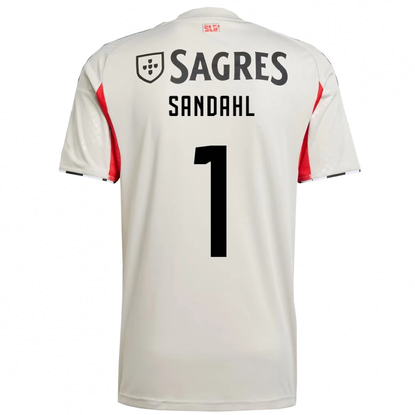 Danxen Män Alexander Sandahl #1 Benvit Röd Bortatröja Matchtröjor 2025/26 Tröjor T-Tröja