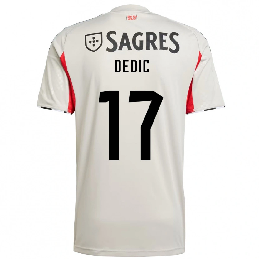 Danxen Män Amar Dedic #17 Benvit Röd Bortatröja Matchtröjor 2025/26 Tröjor T-Tröja