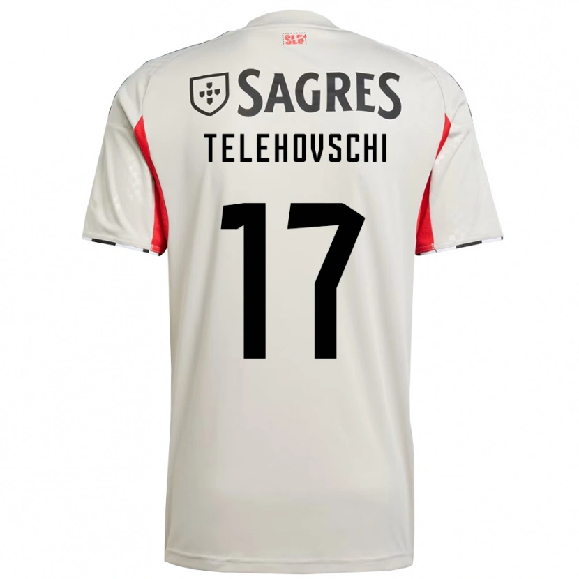 Danxen Män Dinis Telehovschi #17 Benvit Röd Bortatröja Matchtröjor 2025/26 Tröjor T-Tröja